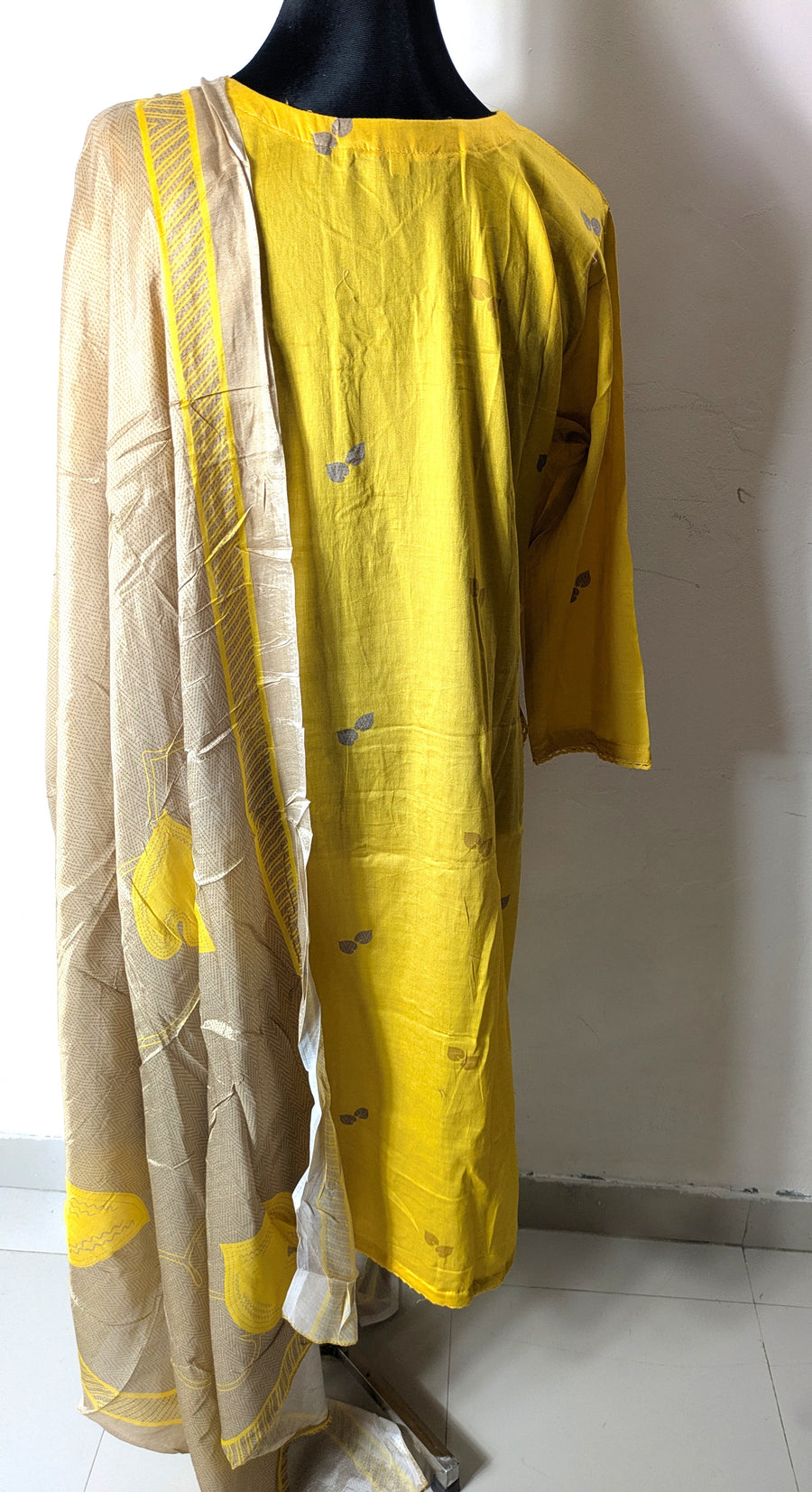 Yellow Ganga Stitched Three-Piece Set