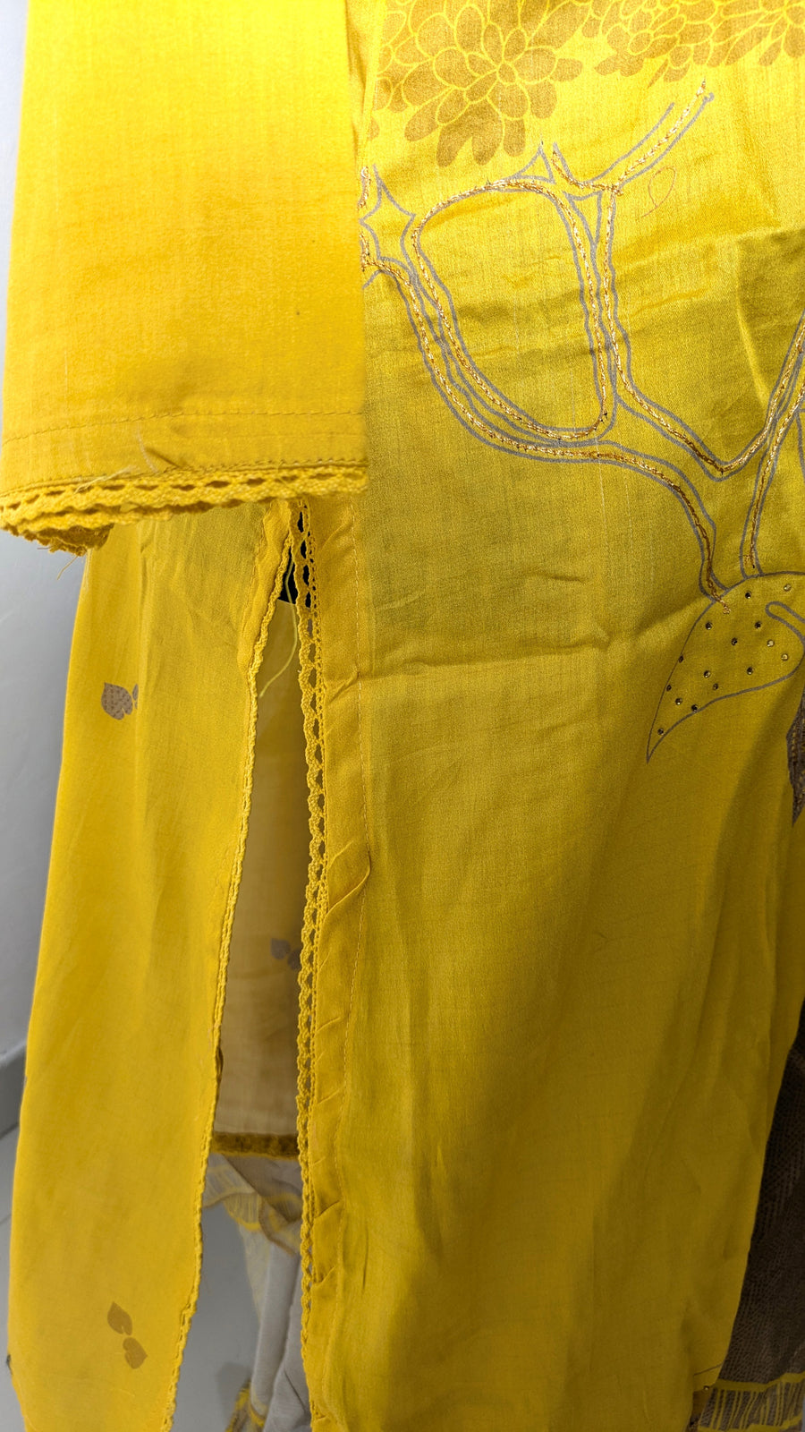 Yellow Ganga Stitched Three-Piece Set