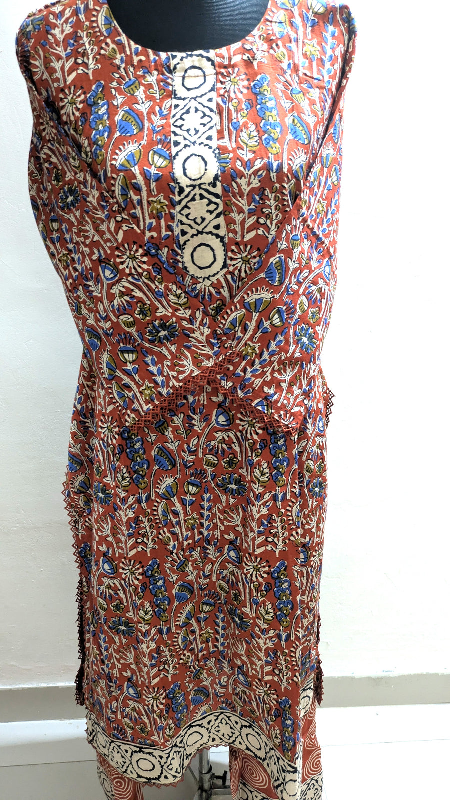 Brick Joypuri Stitched Three-Piece Set