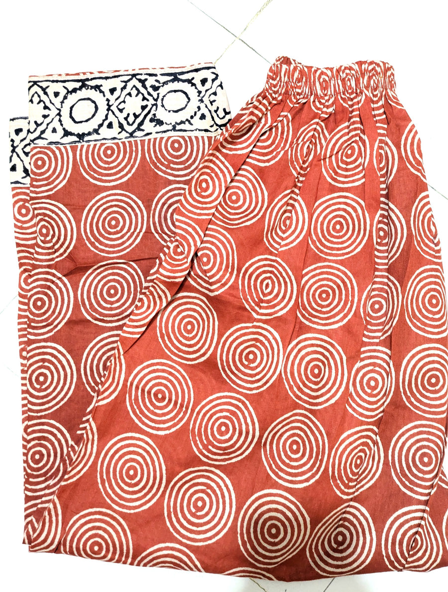 Brick Joypuri Stitched Three-Piece Set