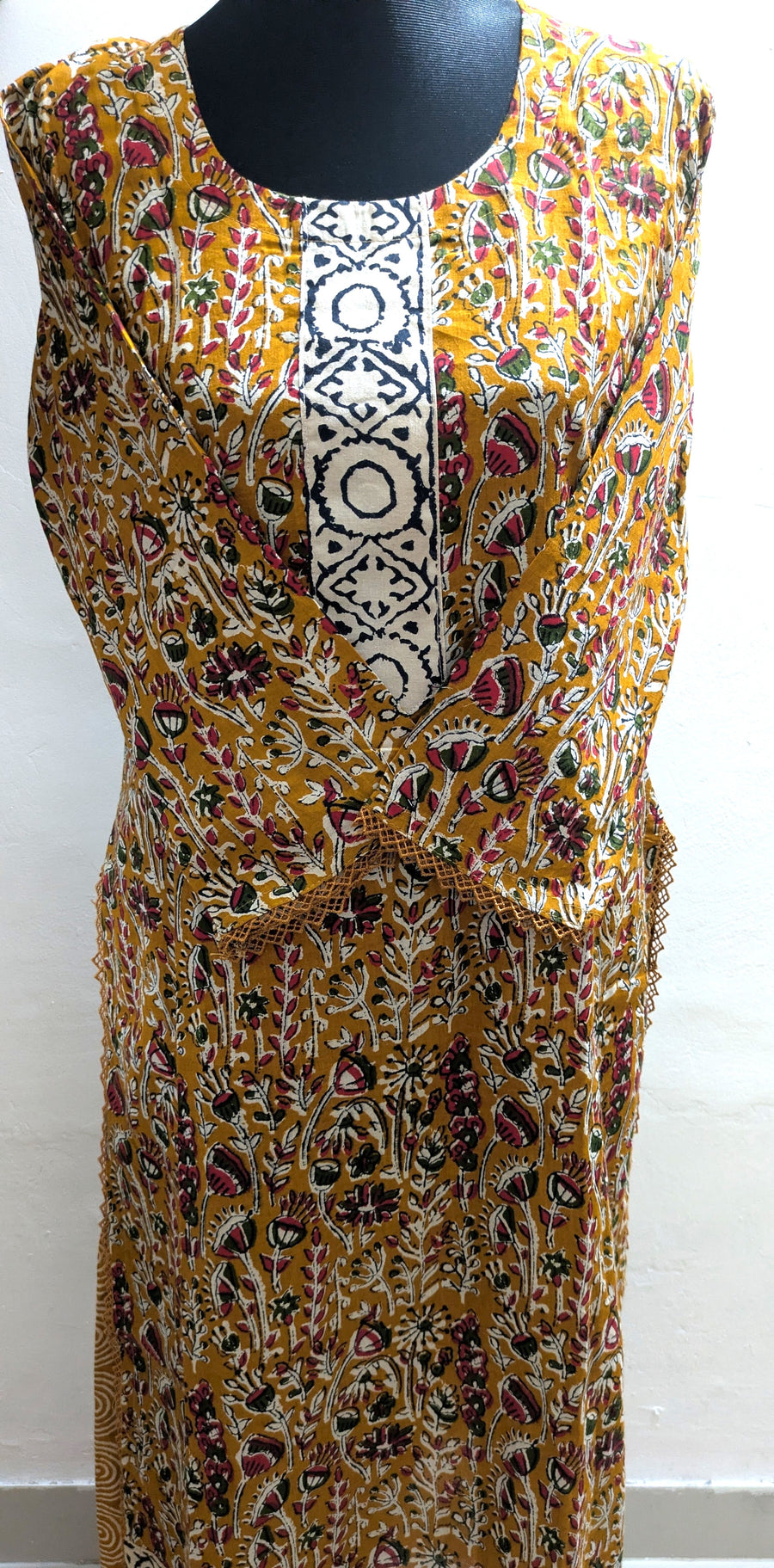 Mustard Joypuri Stitched Three-Piece Set