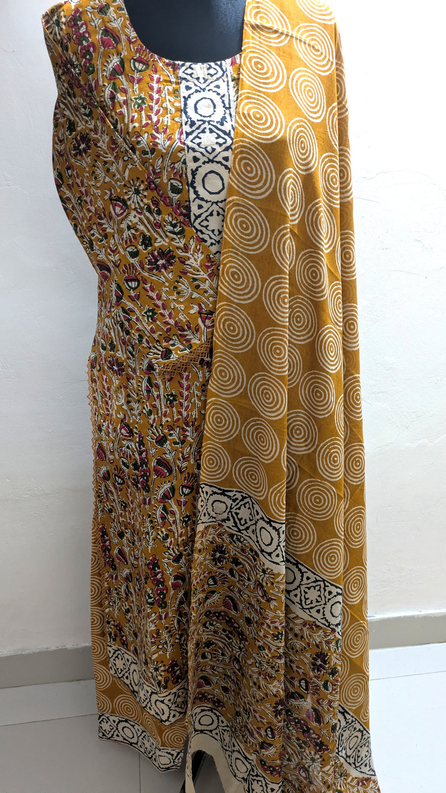 Mustard Joypuri Stitched Three-Piece Set