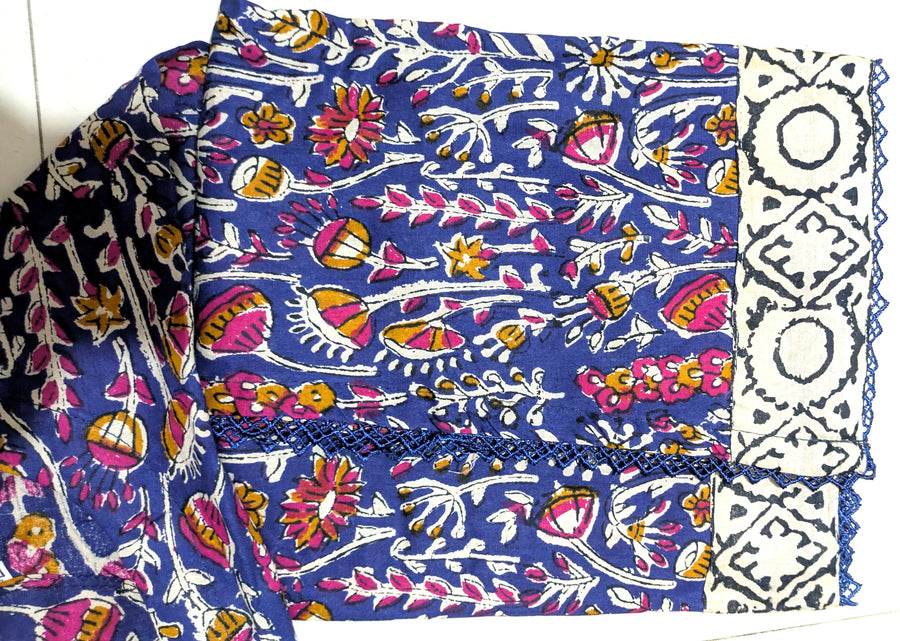 Blue Joypuri Stitched Three-Piece Set