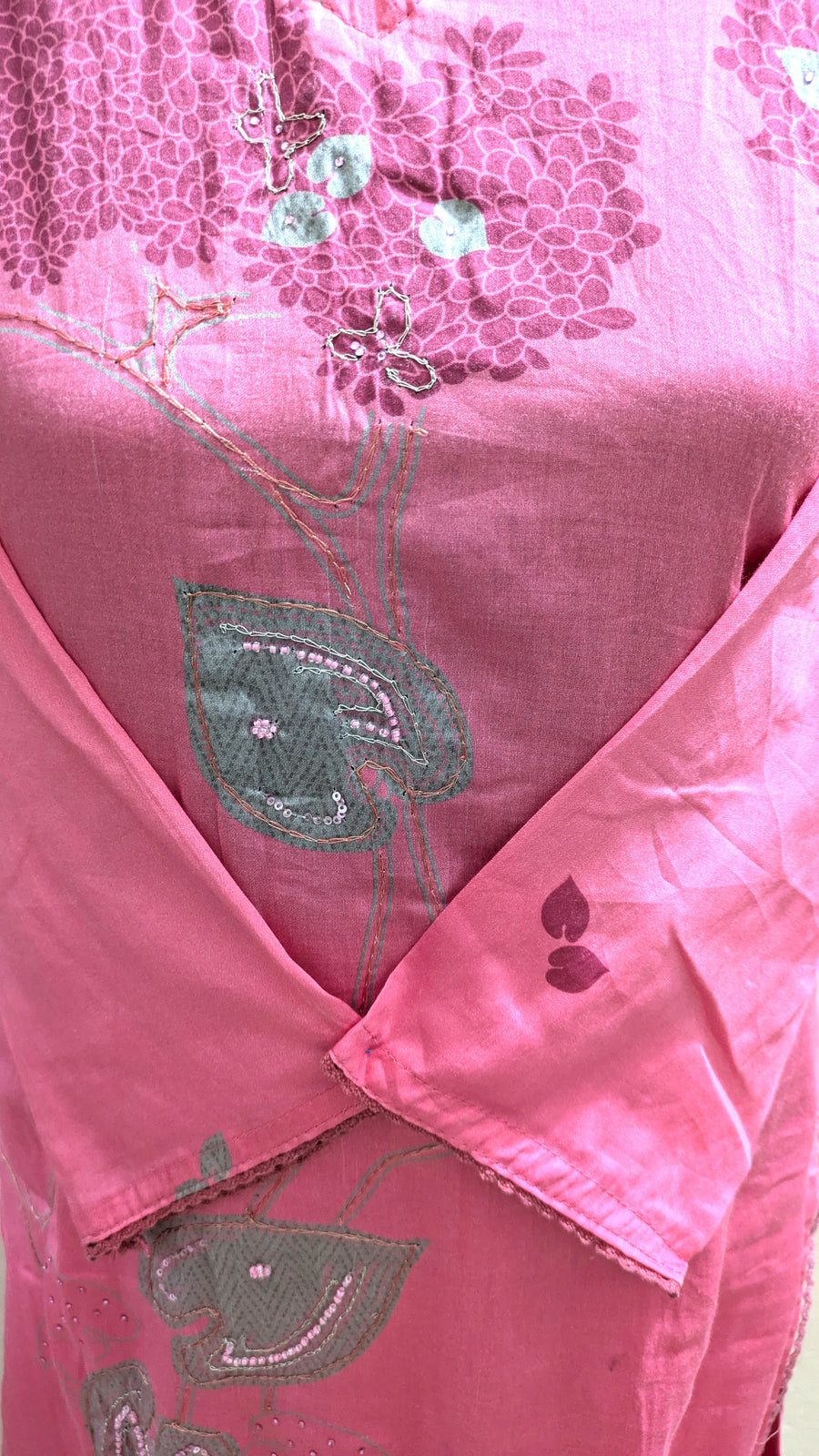 Ganga Pink Stitched Three-Piece Set