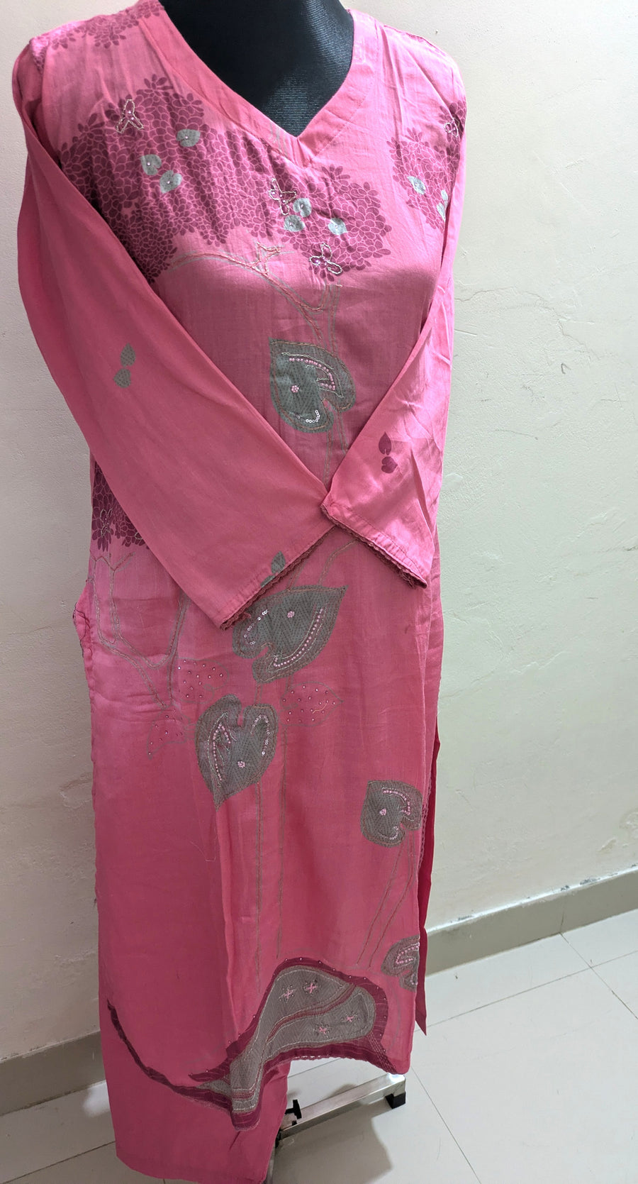 Ganga Pink Stitched Three-Piece Set