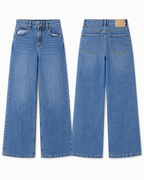 Women's High-Rise Baggy Wide Leg Stretch Denim Jeans | Medium Blue Wash