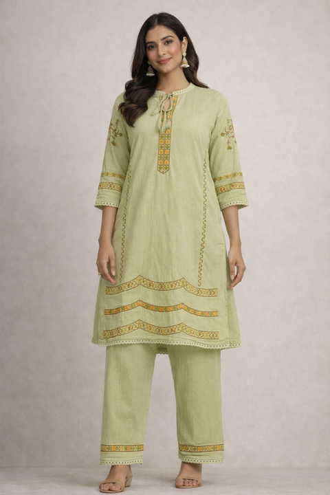 Light Green Embroidered Co‑Ord / Two piece set