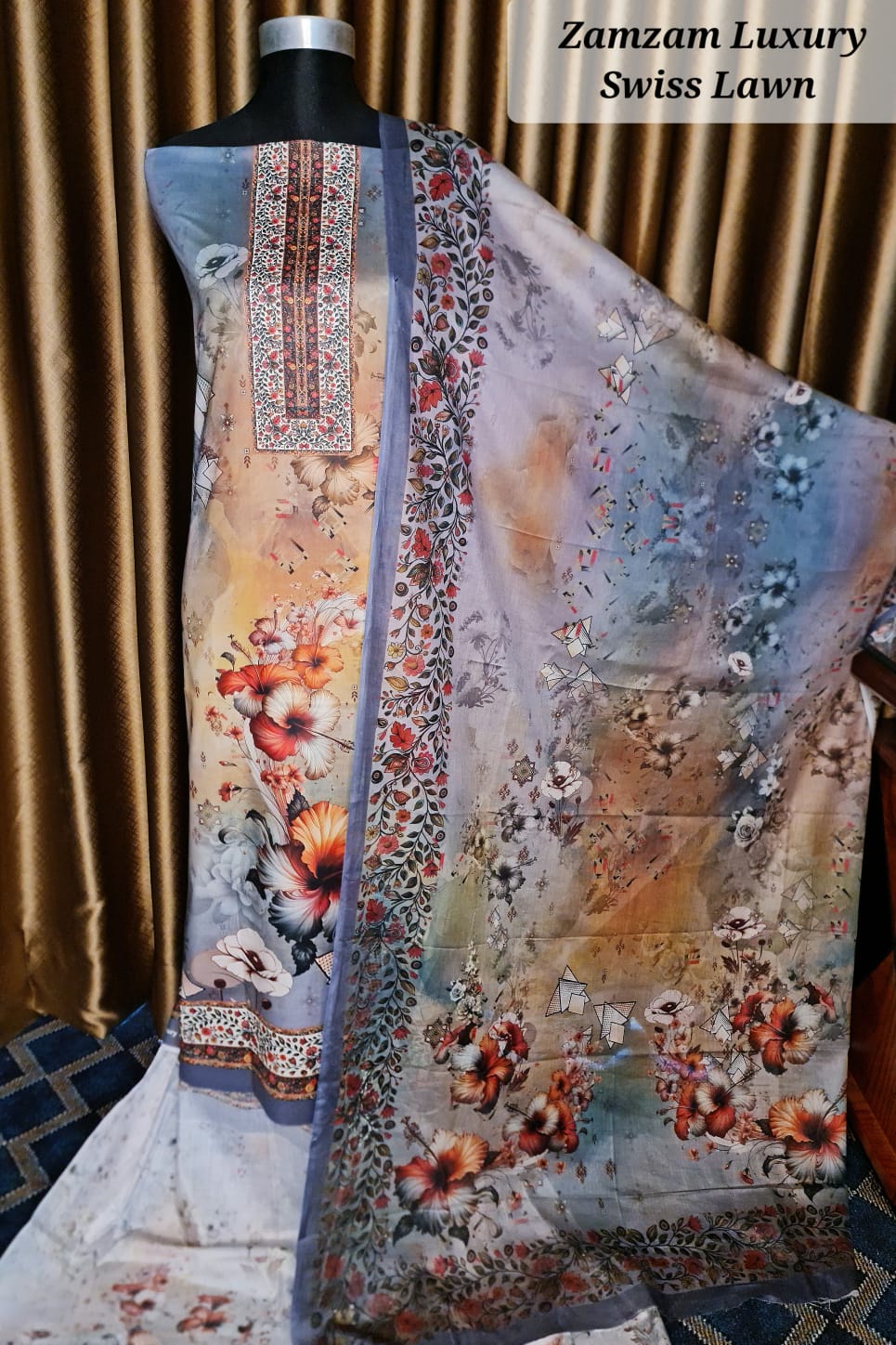 Zam Zam Cotton থ্রি-পিস | Floral Soothing Multicolor | বাংলাদেশি নারীদের প্রিয় পোশাক