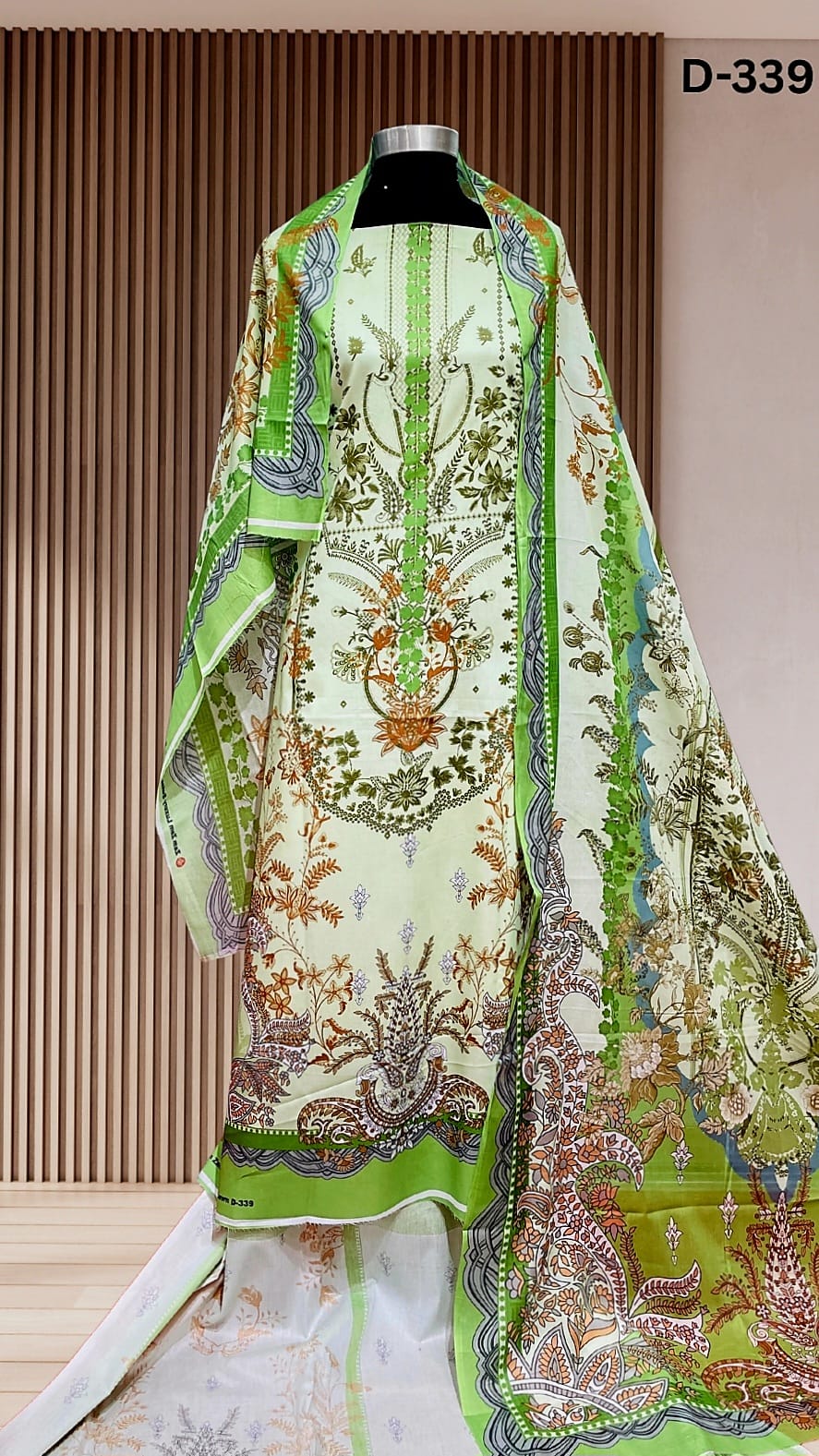 White-Green Printed Zam Zam Cotton থ্রি-পিস | Daily Wear-এ বাংলাদেশি নারীদের Fresh পোশাক