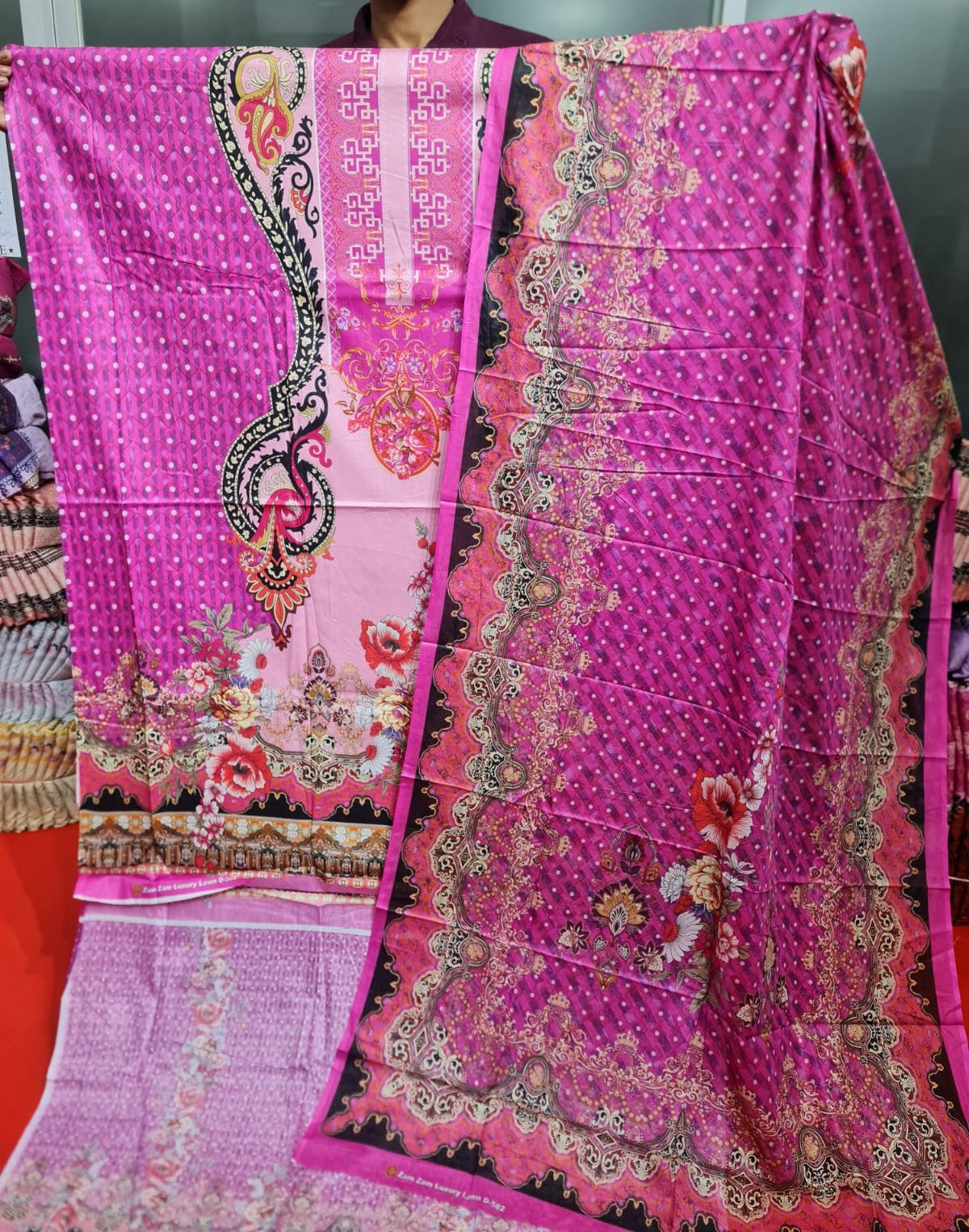 Magenta Zam Zam Cotton থ্রি-পিস | Daily Wear-এ বাংলাদেশি নারীদের সেরা পছন্দ