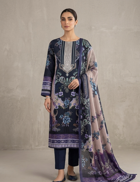 Floral Multicolor Zam Zam swiss lawn Cotton থ্রি-পিস | শান্ত রঙে বাংলাদেশি নারীদের Regular Wear