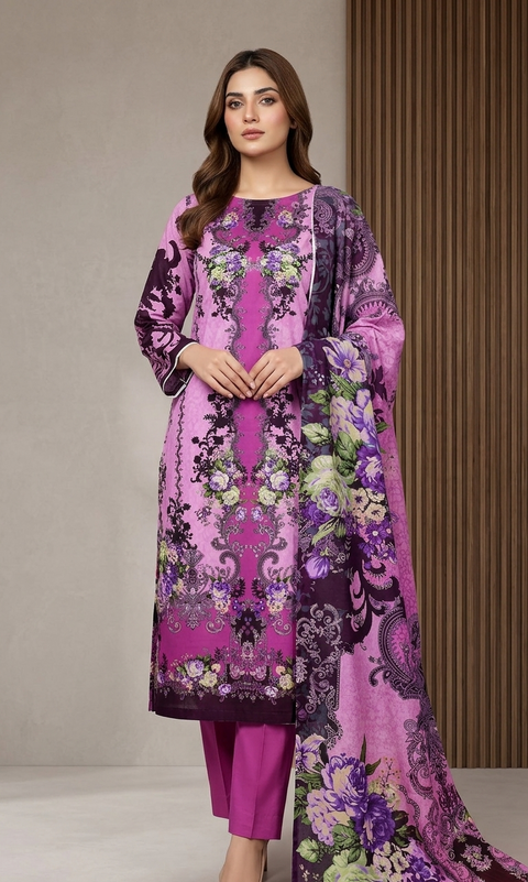 Zam Zam Cotton থ্রি-পিস | Black & Pink Printed | বাংলাদেশি নারীদের Everyday পোশাক
