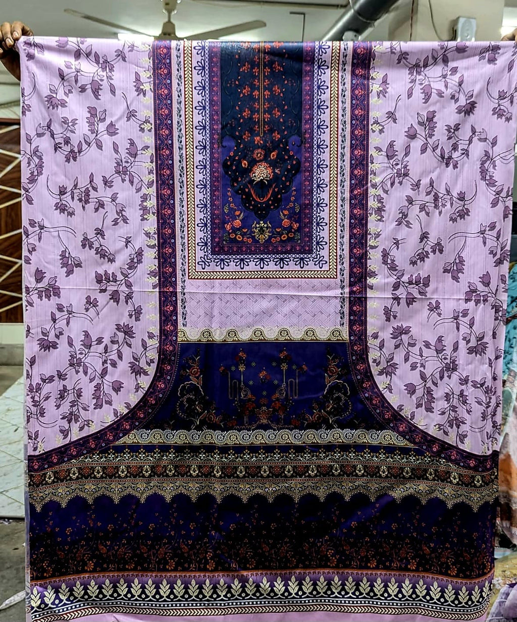 Zam Zam A+ Grade Lavender Floral Printed থ্রি-পিস | বাংলাদেশি নারীদের Premium Regular Wear