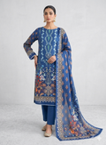 Zam Zam Cotton থ্রি-পিস | Royal Blue Floral Printed | A+ Grade Unstitched | বাংলাদেশি নারীদের Regular Wear