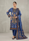 Zam Zam Luxury Swiss Lawn থ্রি-পিস | Royal Blue Baroque Floral Printed | Unstitched | Women Regular Wear