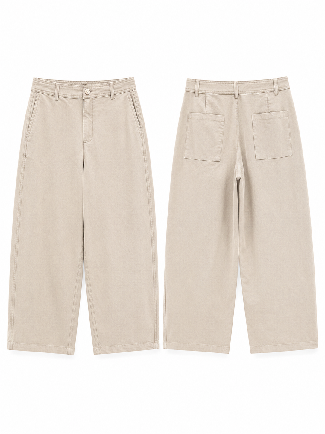 Women's High-Rise Baggy Wide Leg Stretch Denim Jeans | Beige / Cream