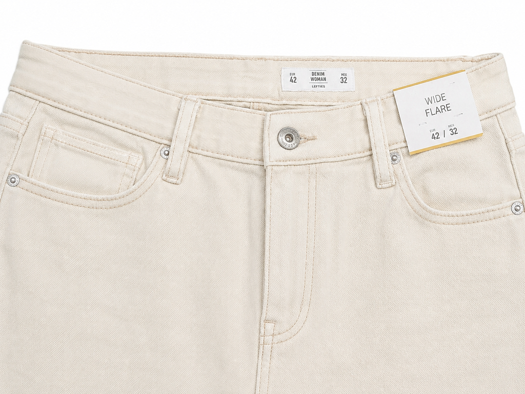 Women's High-Rise Baggy Wide Leg Stretch Denim Jeans | Off White / Cream