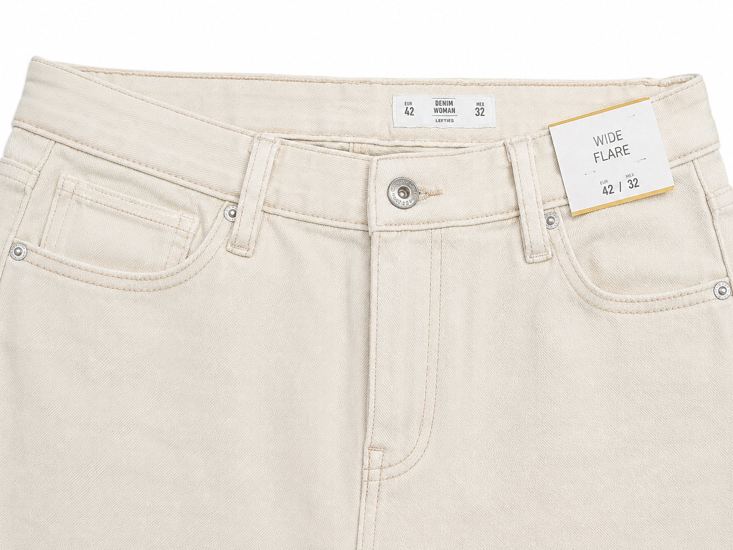 Women's High-Rise Baggy Wide Leg Stretch Denim Jeans | Off White / Cream