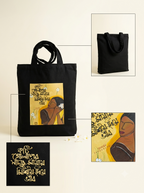 Trendy Bangla Art Tote Bag for Students & Working Women — Black