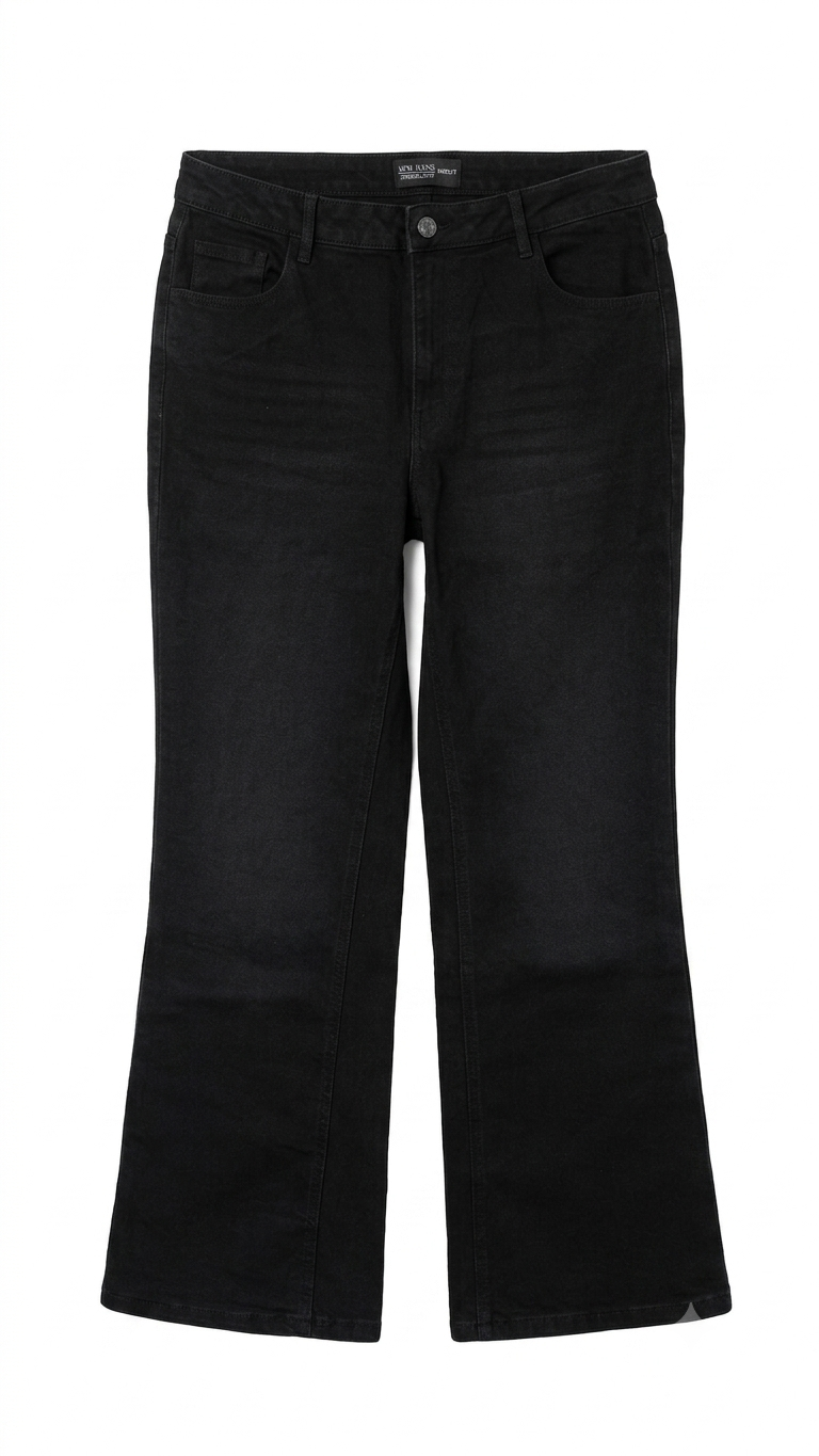 Women's High-Rise Cropped Kick Flare Stretch Denim Jeans | Black