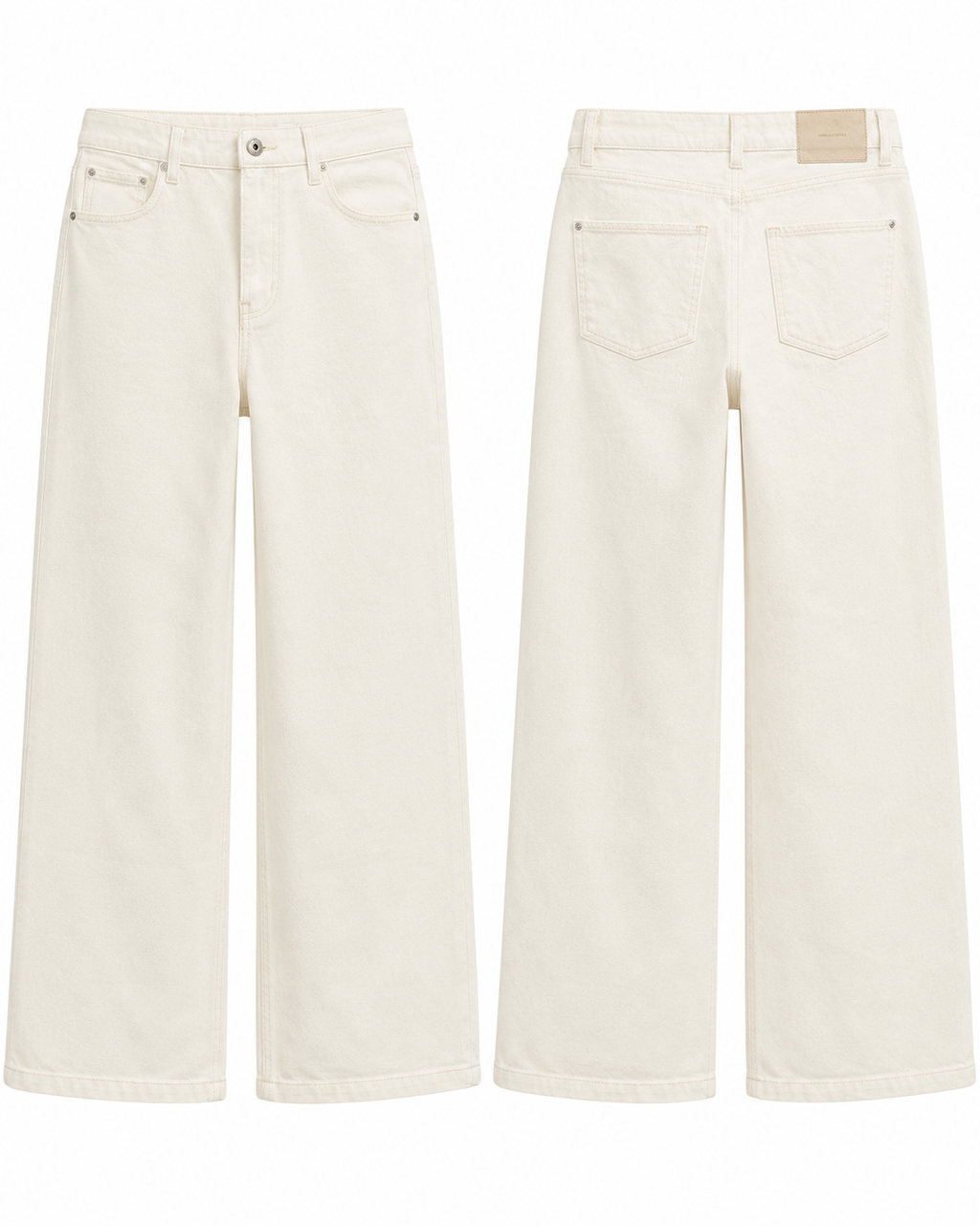Women's High-Rise Baggy Wide Leg Stretch Denim Jeans | Off White / Cream