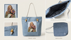 Floral Hijabi Art Tote Bag for Students & Working Women — Steel Blue
